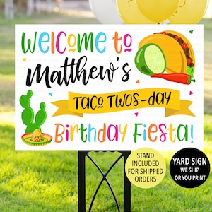 Taco Twosday Welcome Sign, Taco Twosday Yard Sign, Mexican Fiesta Sign, Fiesta Birthday Sign, Taco Twosday Birthday Decoration, Lawn Sign