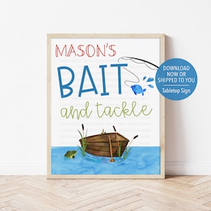 Bait and Tackle Sign, Fishing Birthday Food Sign, Fish Birthday Sign,  Ofishally One Party Sign,  Fisherman Party Printable, Download