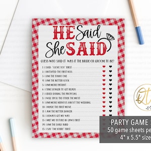 I do BBQ Game, BBQ He Said She Said Game, Barbecue He Said She Said, Bbq Couples Shower Game, Gingham Engagement Party Game, BBQ Bridal Game
