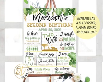 Two Wild Birthday Sign, Safari 2nd Birthday, Two Wild Sign, Jungle Party Sign, Safari Second Birthday Poster, Jungle 2nd Birthday Milestone