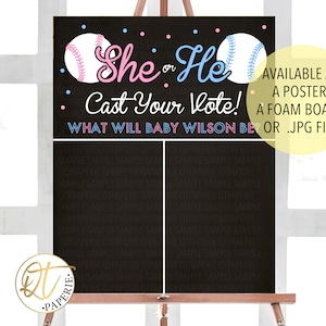 Baseball Gender Vote Sign, Blue or Pink Baseball Gender Reveal Decor, Baseball Gender Reveal Party, Baseball Voting Sign, Baseball Reveal