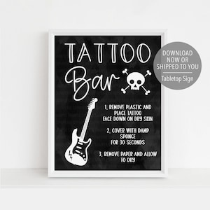 Signe de barre de tatouage Bad TWO the Bone, signe de barre de tatouage de guitare électrique, signe de fête d&#39;anniversaire rock, jeu d&#39;anniversaire Bad 2 the Bone, décoration de fête