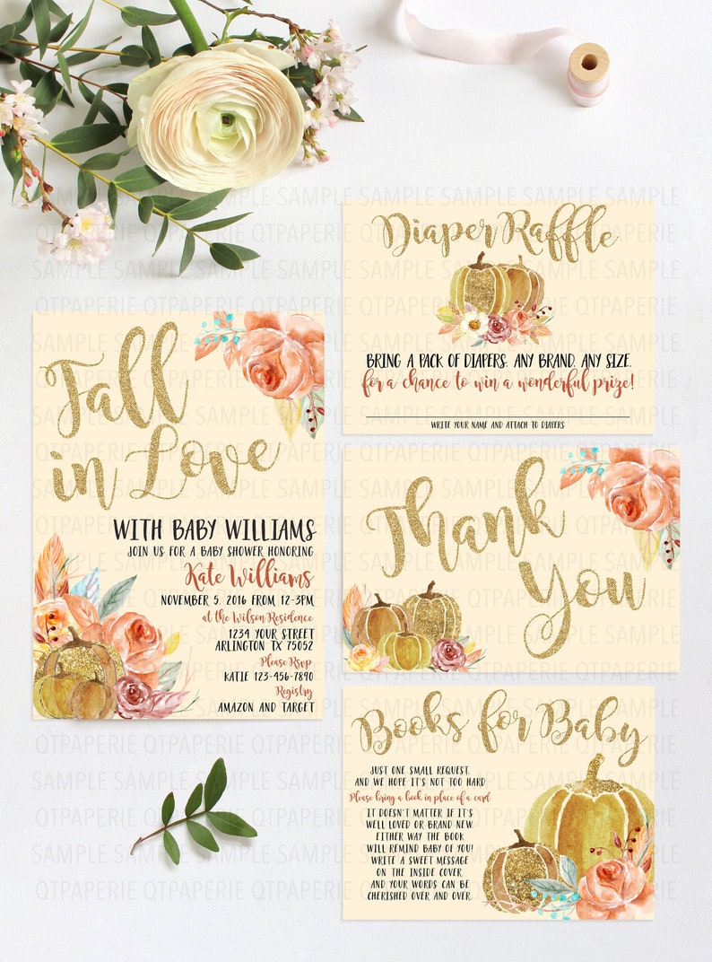 Fall in Love With Baby Shower Invitation, Fall in Love Baby Shower, Fall Baby Shower Suite, Fall Babyshower Invitation image 1