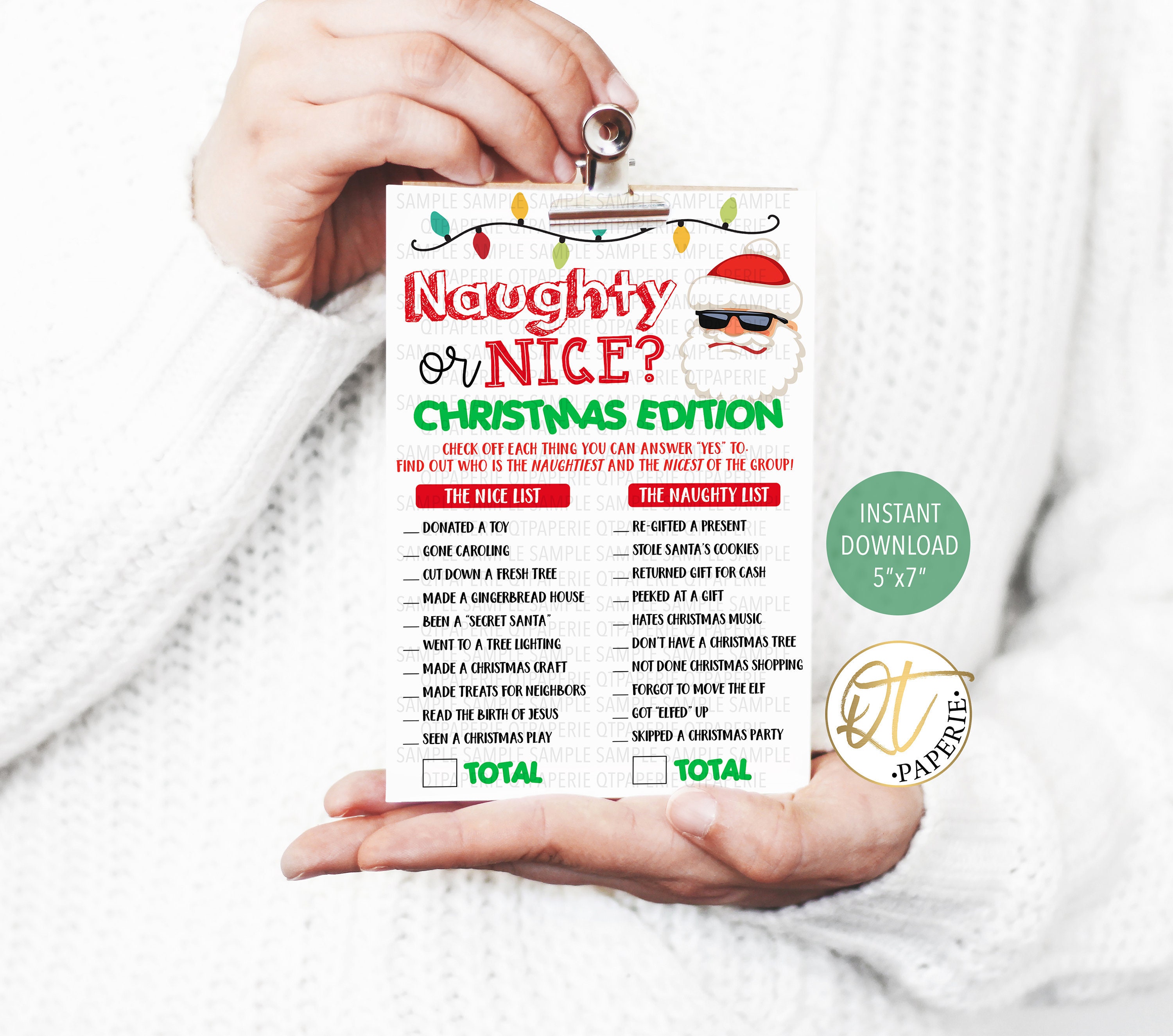 Adult Christmas Party Game Naughty or Nice Game Christmas - Etsy Canada