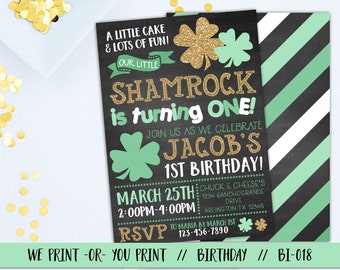 St. Patricks Day Birthday Invitation, Shamrock Invitation, St. Patricks Day Invitation, St. Patricks Day Invitation, Shamrock Birthday