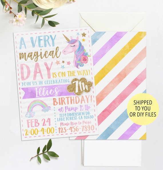 Unicorn Birthday Unicorn Baby Shower Invitations Walmart Custom PRINTED Watercolor Unicorn Baby Shower Invitation, Kraft Or  White Envelope, FREE SHIPPING