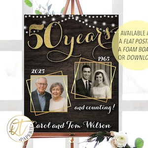 50th Anniversary Then and Now Sign | Custom Golden Anniversary Photo Poster | Printable or Shipped | 1975 Welcome Sign