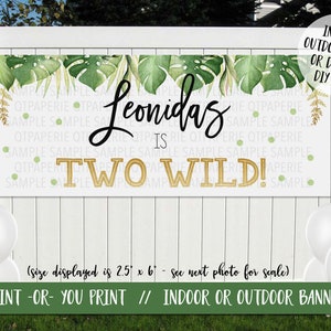 Two Wild Banner, Safari Birthday Banner, Two Wild Birthday, Safari 2nd Birthday, Jungle Party Banner, Two Wild Backdrop, Jungle Birthday