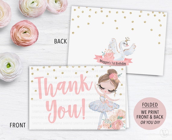 Ballerina Thank You Card Ballerina Card Ballerina Birthday | Etsy