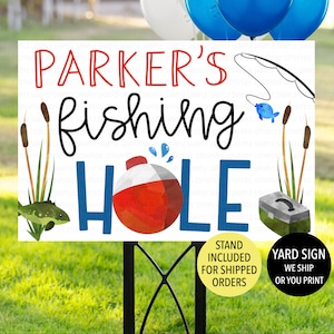 Fishing Hole Birthday Sign, Ofishally Birthday, Fishing Birthday Yard Sign, Fish Welcome Sign, Fishing 1st Birthday Decoration, The Big One