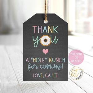 Donut Birthday Tag, Donut Thank You Tag, Donut Birthday Favor Tag, Donut Party Favor Tag, Donut Favor Tag, Donut Party, Printed Donut Tags