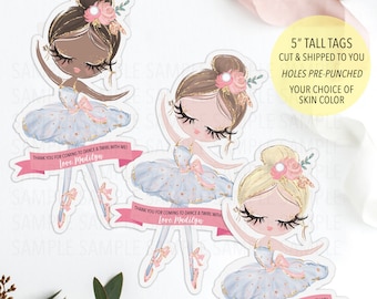 Etiqueta de agradecimiento de cumpleaños de bailarina, etiqueta de bailarina, decoración de cumpleaños de bailarina, etiqueta de ballet favor, etiqueta de favor de bailarina, bailarina gracias