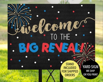 4th of July Gender Reveal Sign, 4th of July Welcome Yard Sign, Fourth of July Gender Reveal Decoration, Firework Sign, Gender Reveal Party