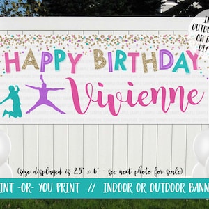 Jump Birthday Banner, Trampoline Birthday Decoration, Jump Banner, Bounce House Vinyl Banner, Printed Trampoline Park Birthday Backdrop