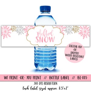 Onederland Birthday Water Bottle Labels, Melted Snow Bottle Labels, Winter Birthday Water Bottle Labels, Snowflake Water Bottle Label