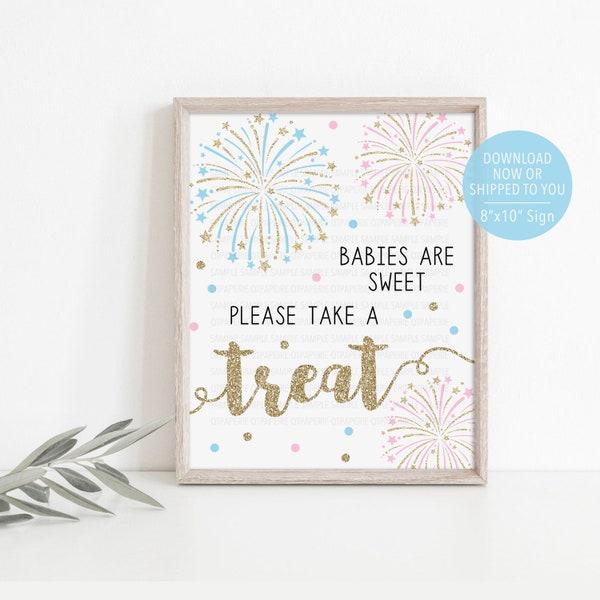 Firework Treat Sign, Firework Baby Shower Sign, Fourth of July Sign, 4th of July Gender Reveal Sign, Firework Baby Shower Sign, Take a Treat