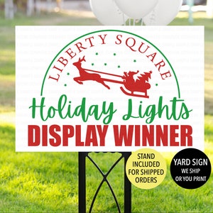 Christmas Light Display Winner Yard Sign, Neighborhood HOA Christmas Yard Winner Sign, Community Holiday Light Winner Plastic Sign