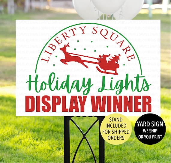 Christmas Light Display Winner Yard Sign Neighborhood HOA