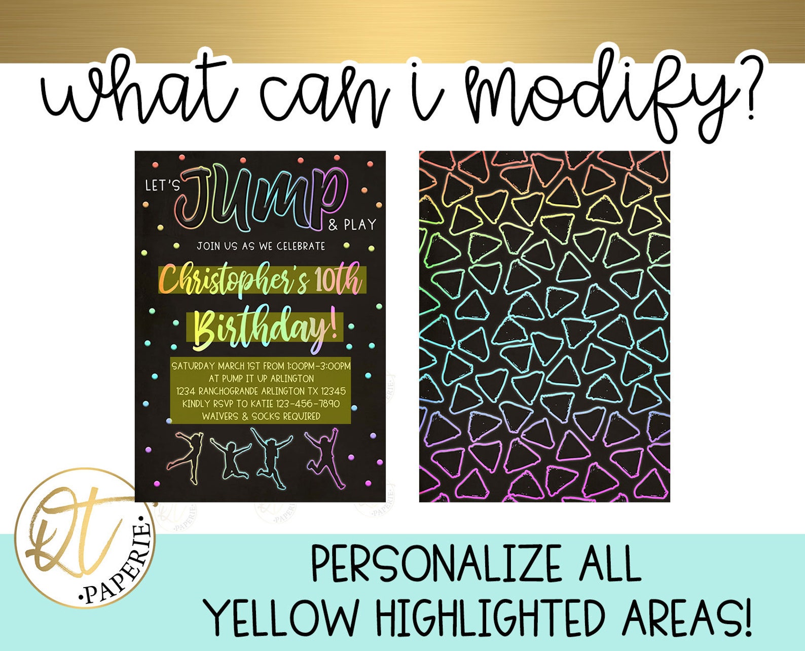 Jump Birthday Invitation Neon Jump Invitation Glow in the - Etsy