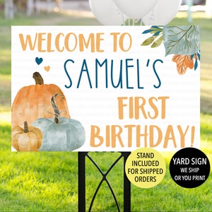 Pumpkin 1st Birthday Sign, Navy Pumpkin Yard Sign, Boy Pumpkin Sign, Boy Fall Birthday Party, Pumpkin Welcome Sign, Pumpkin Patch Sign