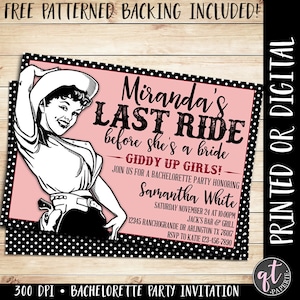 Last Ride Bachelorette Party Invitation, Western Bachelorette Party Invitation, Cowgirl Bachelorette Party Invite, Last Ride Before a Bride image 1