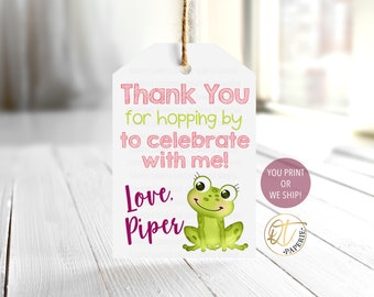 Frog Birthday Tag, Frog Party Tag, Frog Party Favor Tag, Frog Birthday Favor Tag, Frog Tag, Frog Thank You Tag, Thanks For Hopping By Tag