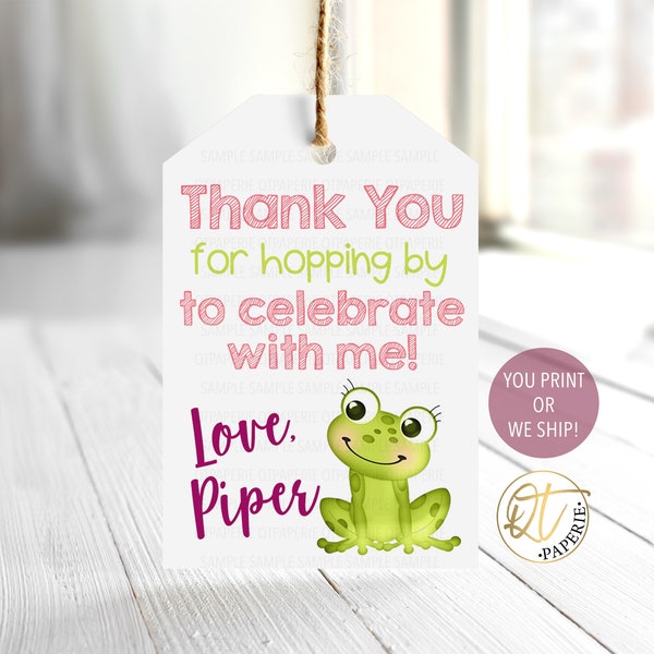 Frog Birthday Tag, Frog Party Tag, Frog Party Favor Tag, Frog Birthday Favor Tag, Frog Tag, Frog Thank You Tag, Thanks For Hopping By Tag