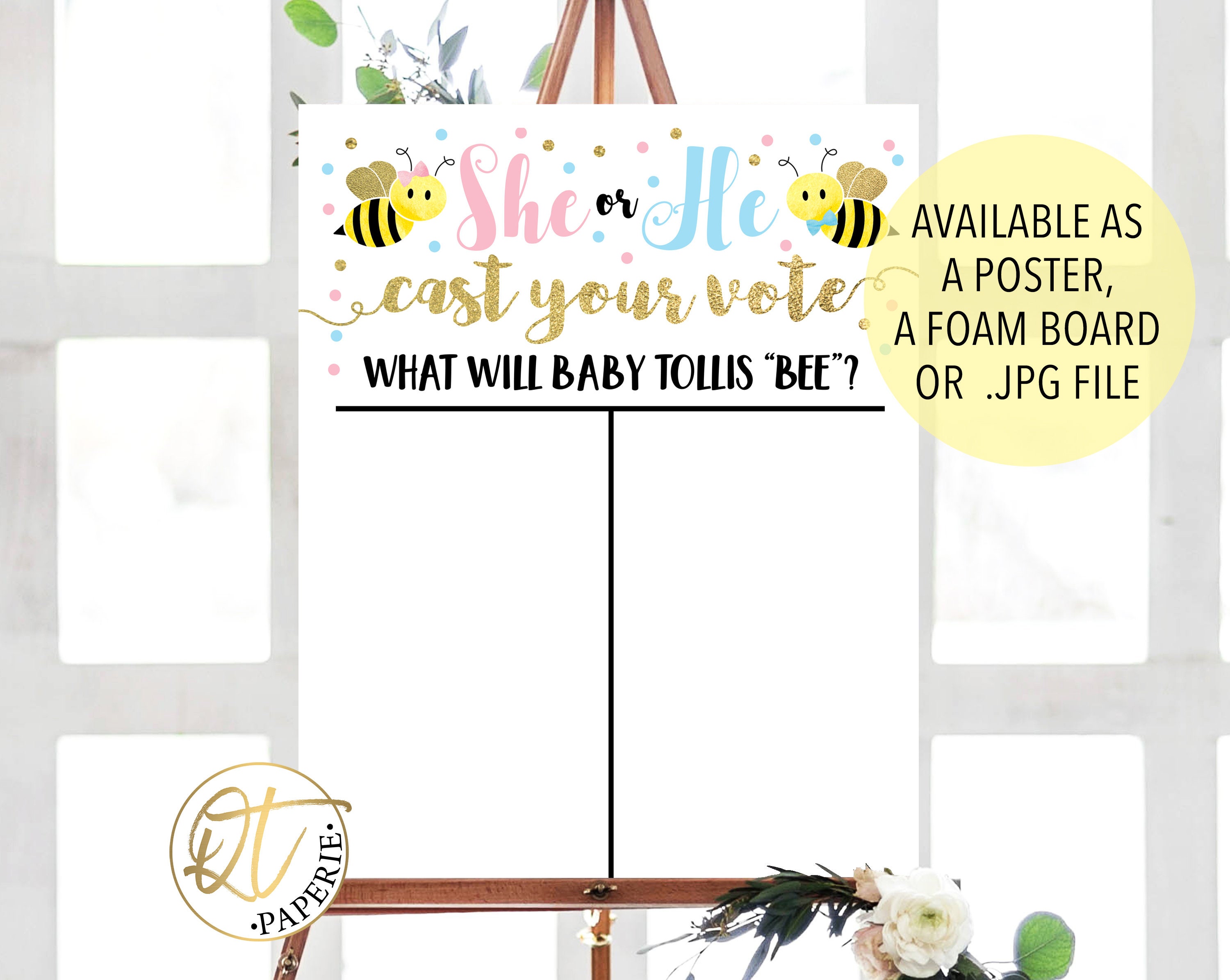 What Will Baby Bee Vote Sign, Bee Gender Vote Sign, Bee Gender Reveal ...