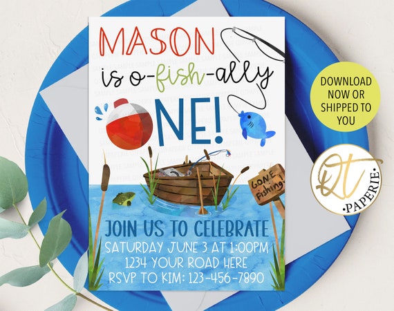 Ofishally One Invitation, Fishing Birthday Invitation, Fish 1st Birthday Invite, The Big One Invitation, O Fish Ally Invitation, First
