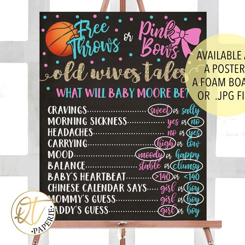 Free Throws or Pink Bows Gender Reveal Games Set Printable Etsy
