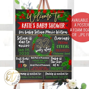 Christmas Baby Shower Sign, Winter Baby Shower Poster, Holly Baby Shower, December Baby Shower Welcome Sign, Rustic Christmas Baby Sign