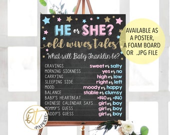Star Gender Reveal Sign, Star Old Wives Tale Sign, Twinkle Twinkle Gender Reveal, Star Boy or Girl Sign, Old Wives Gender Reveal Sign