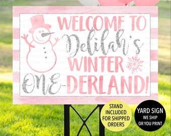 Winter Onederland Birthday Sign, Winter Onederland Yard Sign, Winter Onederland Sign, Winter 1st Birthday Sign, Onederland Welcome Sign