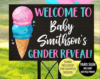 Ice Cream Gender Reveal Welcome Sign, Ice Cream Reveal Entrance Sign, Whats the Scoop Gender Reveal Decor, Whats the Scoop Yard Sign