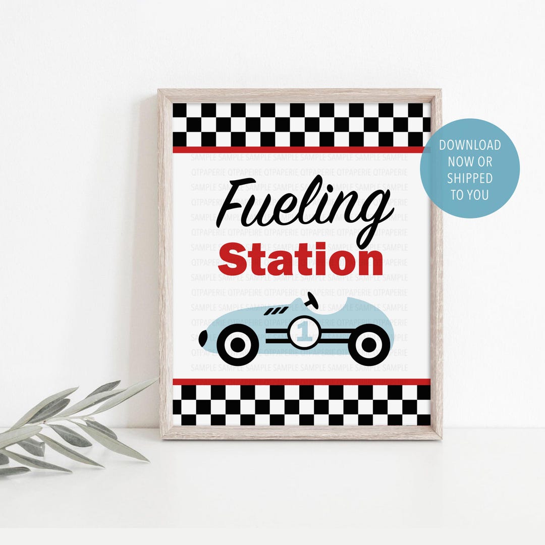 Fueling Station Sign, Drink Station Table Top Sign, Racing Car Birthday ...