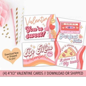 Retro Valentine Day Card for Kids, Groovy Valentine Card, Preteen Valentine Card, Valentine Vibes, Printed School Valentine Idea for Girls