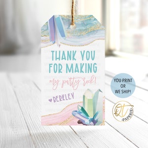 Geode Birthday Tag, Geode Thank You Tag, Girl Rock Party Tag, Crystal Birthday Tag, Gem Birthday, Gemstone Thank You, Geode Party Favor