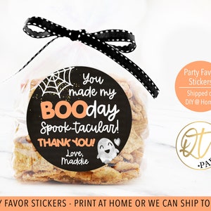 Boo Day Thank You Sticker, Halloween 1st Birthday Sticker, Halloween Birthday Party Favor Sticker, Ghost BooDay Sticker, Spooktacular Tag