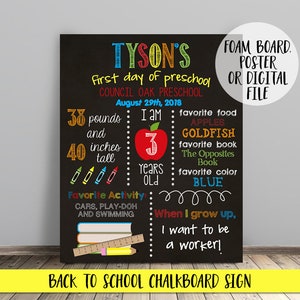 Back to School Sign, First Day of School Sign, 1st Day of School, School Chalkboard Sign, Kindergarten Sign, Last Day of School Chalkboard