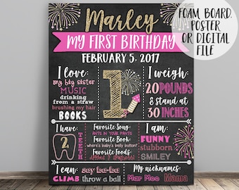 Firecracker Birthday Chalkboard, 4th of July Birthday Chalkboard Sign, Fourth of July Birthday Chalkboard, Pink Firework Birthday Chalkboard
