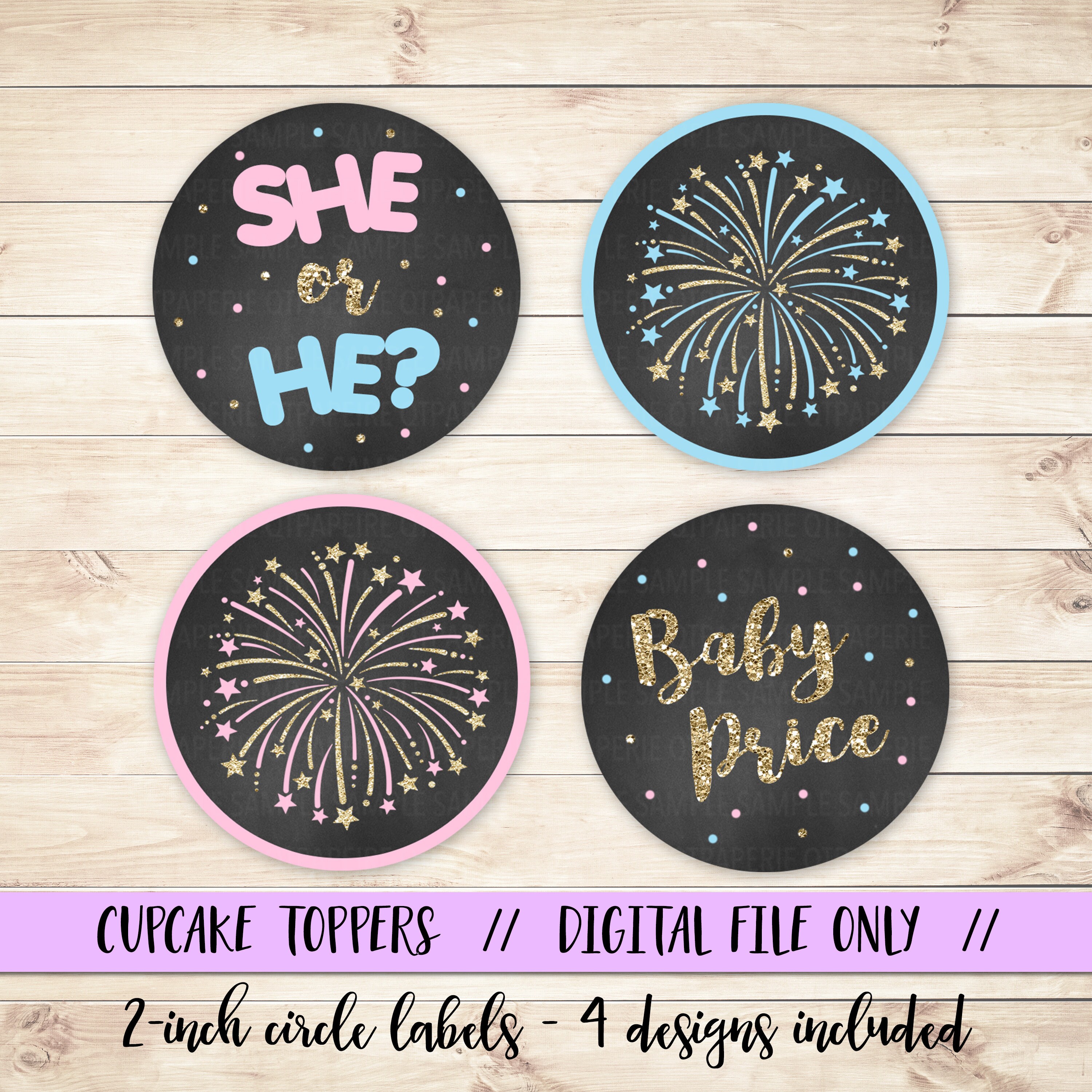 Firework Gender Reveal Cupcake Topper Firework Cupcake Etsy