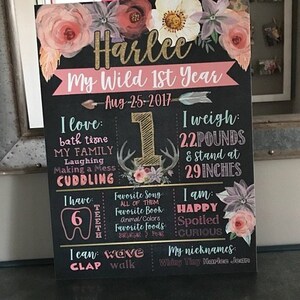 Boho Birthday Chalkboard, Wild One Birthday Chalkboard, Boho Chalkboard, First Year Chalkboard, Boho Birthday Sign, Antler Birthday Dark