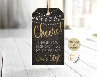 Cheers to 50 Years Favor Tag, Cheers Favor Tag, Rustic Favor Tag, Cheers Birthday Thank You, Adult Birthday Favor Tag, Thank You Tag
