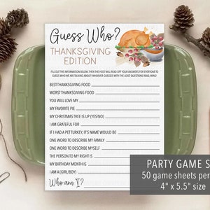 Thanksgiving Guess Who Game, Funny Family Thanksgiving Game, Printable Guessing Game, Thanksgiving Dinner Game, Friendsgiving Game