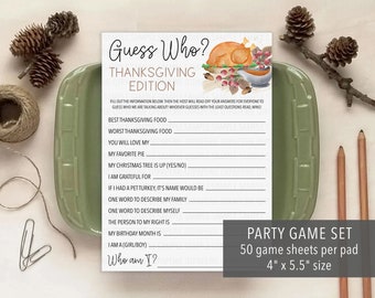 Thanksgiving Guess Who Game, Funny Family Thanksgiving Game, Printable Guessing Game, Thanksgiving Dinner Game, Friendsgiving Game