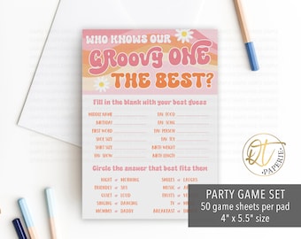 Jeu d'anniversaire Groovy, Daisy Retro Party Game, Meilleur jeu Who Knows the Birthday Girl, jeu d'anniversaire hippie des années 70, jeu d'anniversaire imprimé