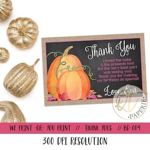 Citrouille Carte de remerciement, Citrouille Anniversaire Merci, Citrouille 1er anniversaire Merci, Petite citrouille Merci, Fille Citrouille Merci