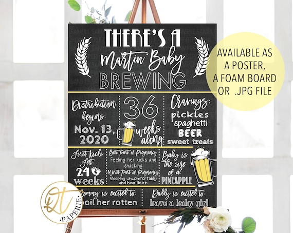 Baby Brewing Chalkboard Sign, Beer Baby Shower Sign, Baby Brewing Decorations, A Baby Is Brewing Baby Shower Chalkboard, Baby Brewing Sign