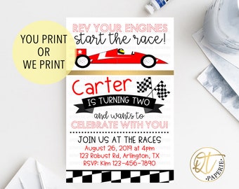 Race Car Birthday Invitation, Race Car Invitation, Red Race Car Invitation, Racing Invitation, Racecar Invite, Racing Birthday Invite