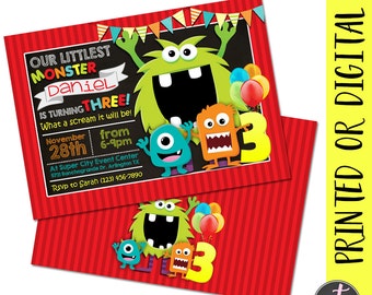 Monster Birthday Invitation, Monster Birthday Party Invite, Monster Party Invitation, Little Monster Invitation, Little Monster Invite